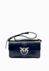 PINKO LOVE ONE CLASSIC SLOUCHY BORSA NERO ARGENTO