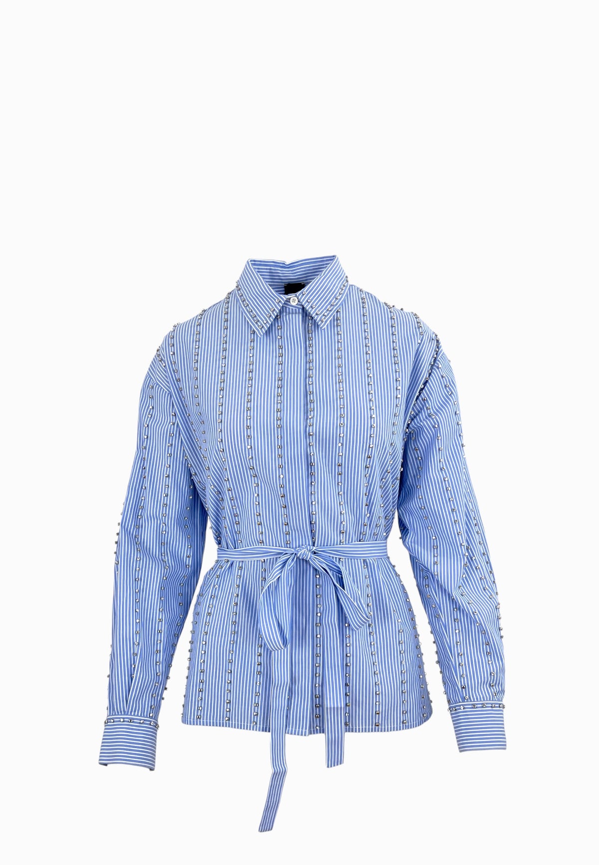 PINKO CARLEY CAMICIA CON RICAMO BIANCO-AZZURRO
