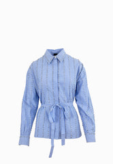 PINKO CARLEY CAMICIA CON RICAMO BIANCO-AZZURRO