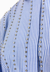 PINKO CARLEY CAMICIA CON RICAMO BIANCO-AZZURRO