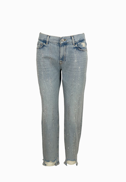 PATRIZIA PEPE PANTALONE JEANS STRASS LIGHT BLUE