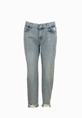PATRIZIA PEPE PANTALONE JEANS STRASS LIGHT BLUE