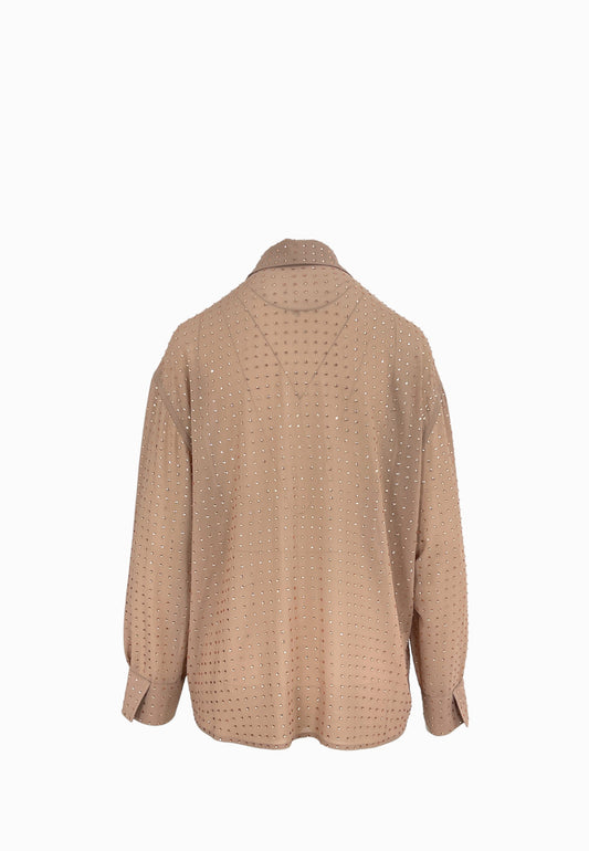 PINKO OLIVA CAMICIA FULL STRASS ROSA