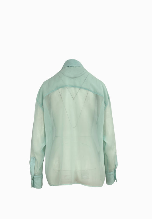 PINKO ANANAS CAMICIA CHIFFON VERDE