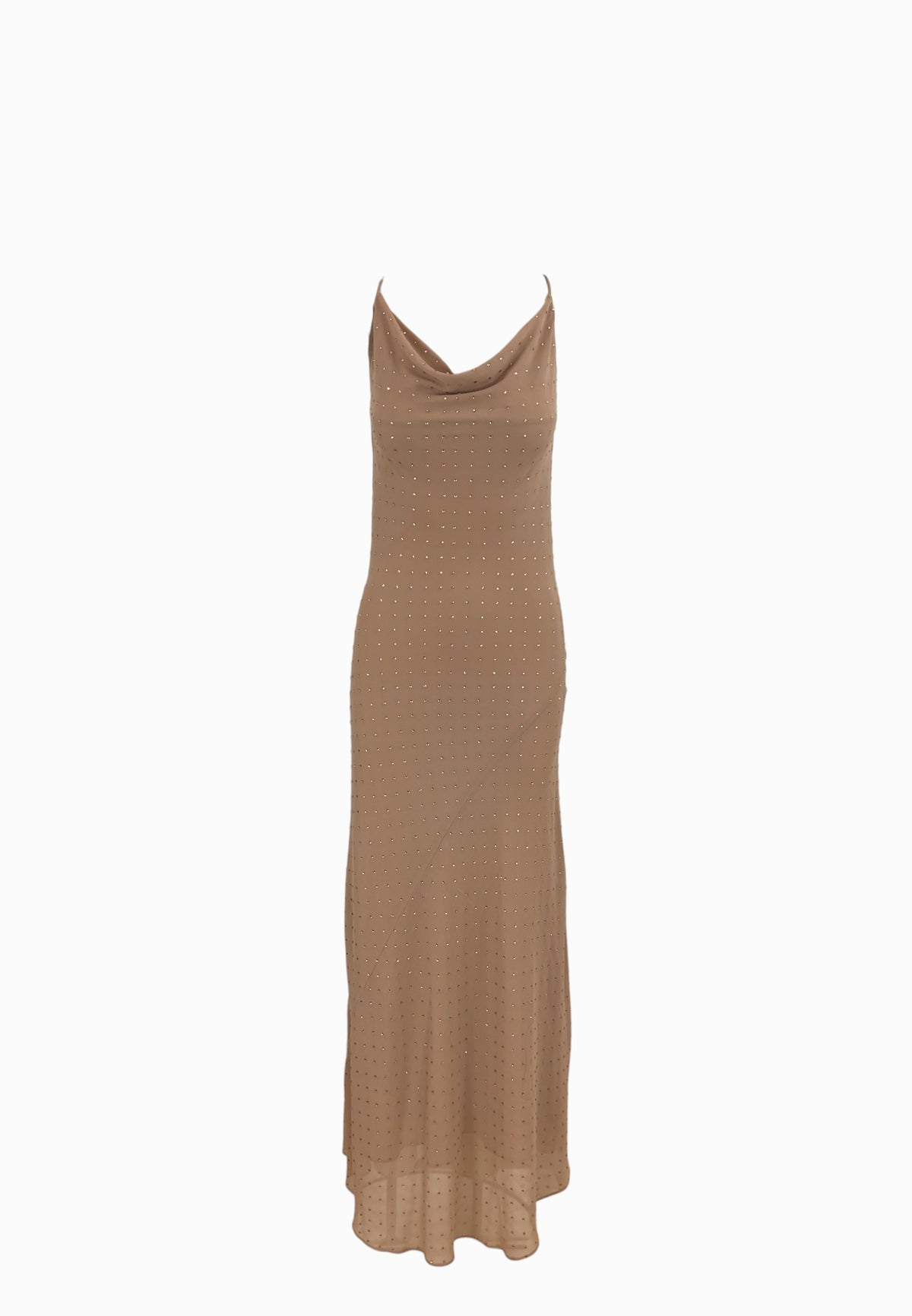 PINKO FARRO ABITO FULL STRASS BEIGE