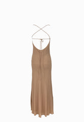 PINKO FARRO ABITO FULL STRASS BEIGE