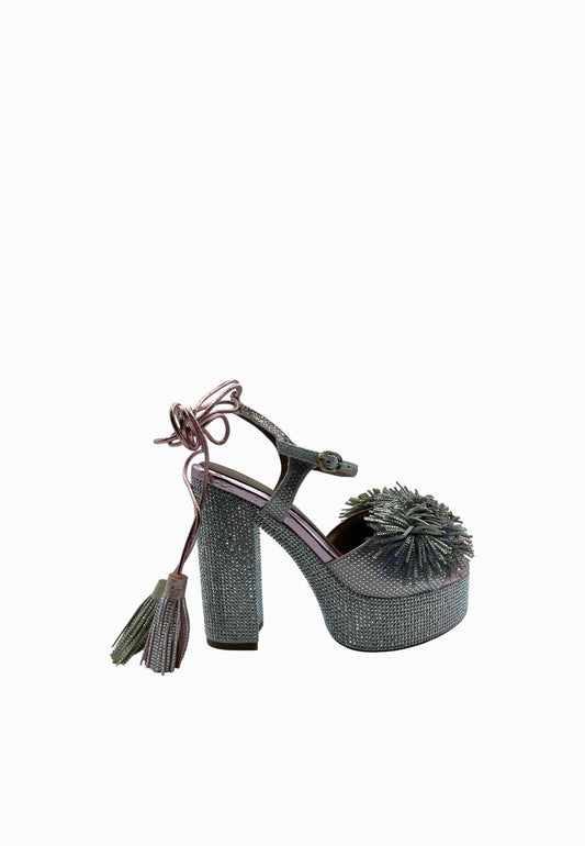 KURT GEIGER SANDALO FULL STRASS MULTI-SILVER