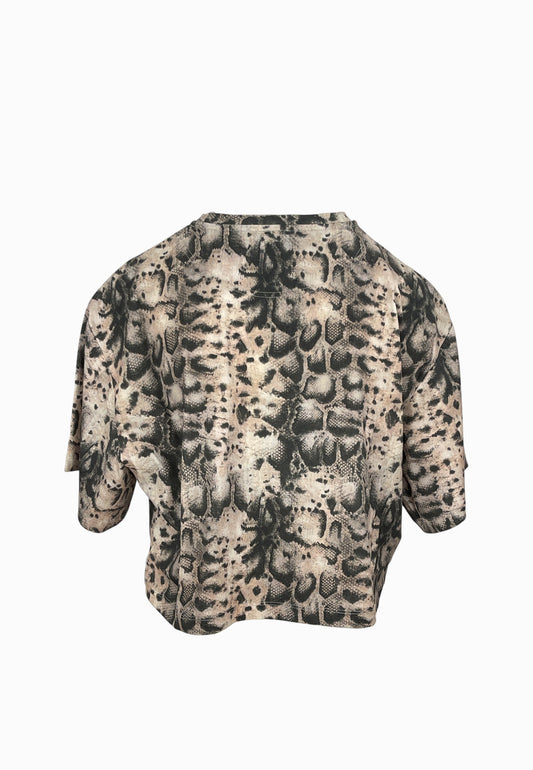 PINKO TERNI T-SHIRT RICAMO BEIGE/NERO