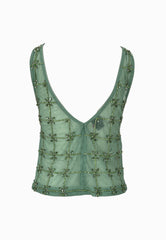 PINKO QUANDONG TOP RICAMO VERDE