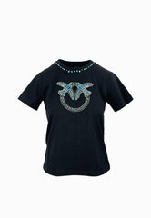 PINKO FIDENZA T-SHIRT LOGO NERO