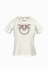PINKO FIDENZA T-SHIRT LOGO BIANCO