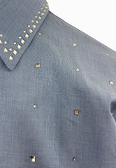 LIU-JO CAMICIA RICAMATA AZZURRO