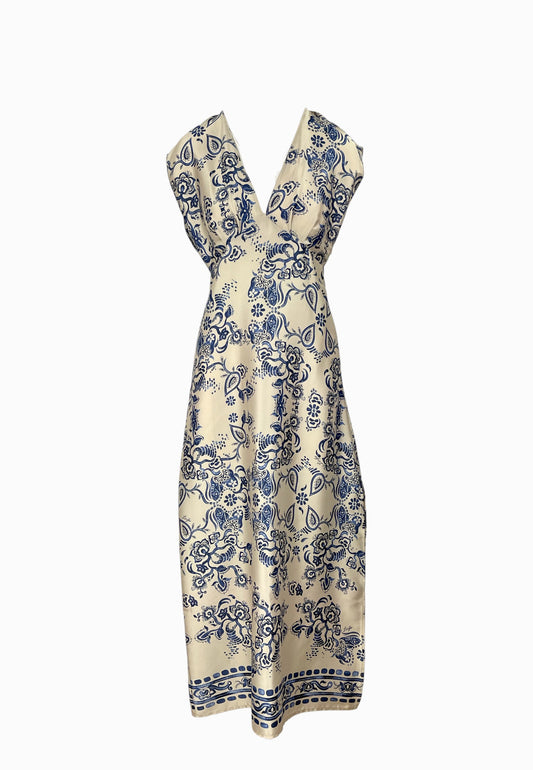 LIU-JO ABITO STAMPA BEIGE-BLU