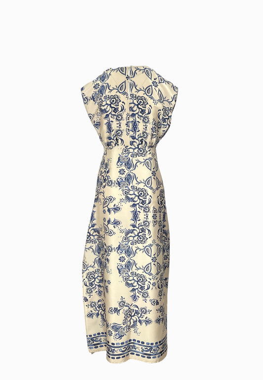 LIU-JO ABITO STAMPA BEIGE-BLU