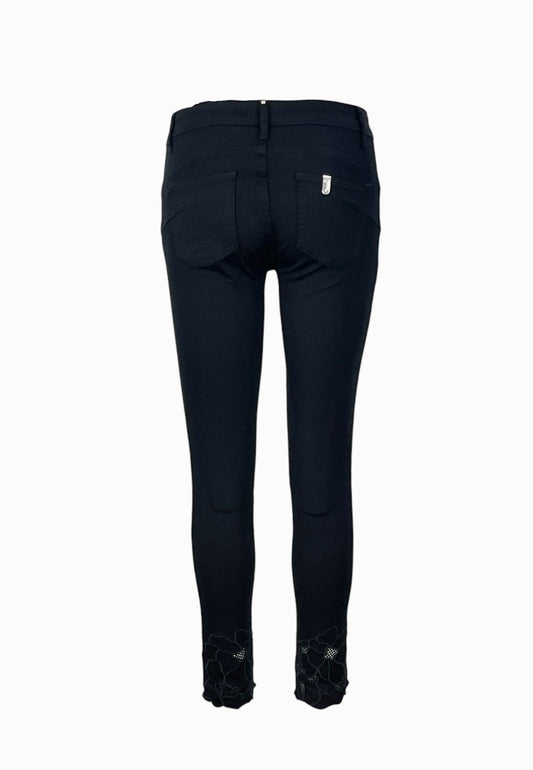 LIU-JO PANTALONE JEANS RICAMO NERO