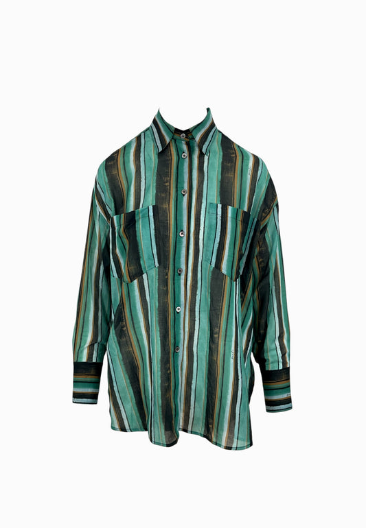 PINKO RIETI CAMICIA STAMPA MULTI VERDE