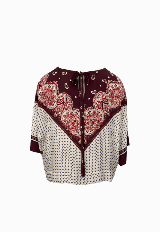 PINKO BETSY BLUSA STAMPA MULTI-BORDEAUX