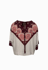 PINKO BETSY BLUSA STAMPA MULTI-BORDEAUX