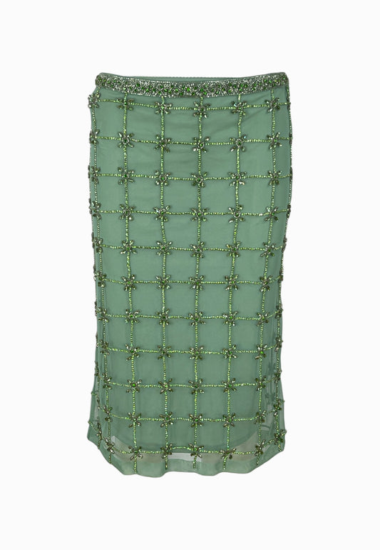 PINKO NEW CARRIERI GONNA RICAMO GREEN