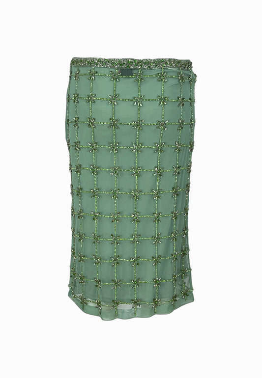 PINKO NEW CARRIERI GONNA RICAMO GREEN