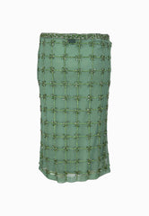 PINKO NEW CARRIERI GONNA RICAMO GREEN