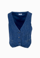 LIU-JO GILET STRASS DENIM BLUE