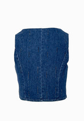 LIU-JO GILET STRASS DENIM BLUE