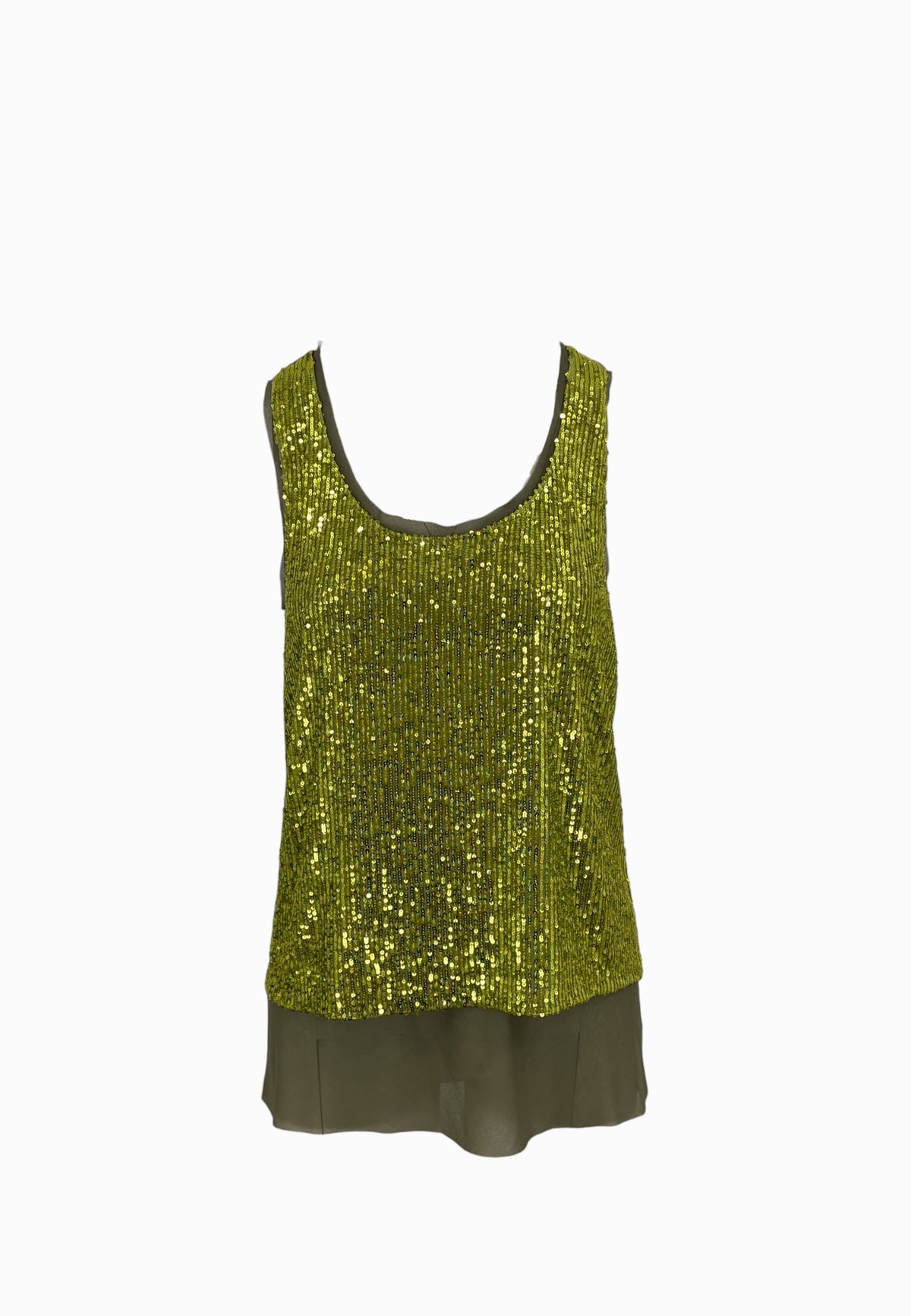PINKO BOLLICINE CANOTTA FULL PAILLETTES GREEN