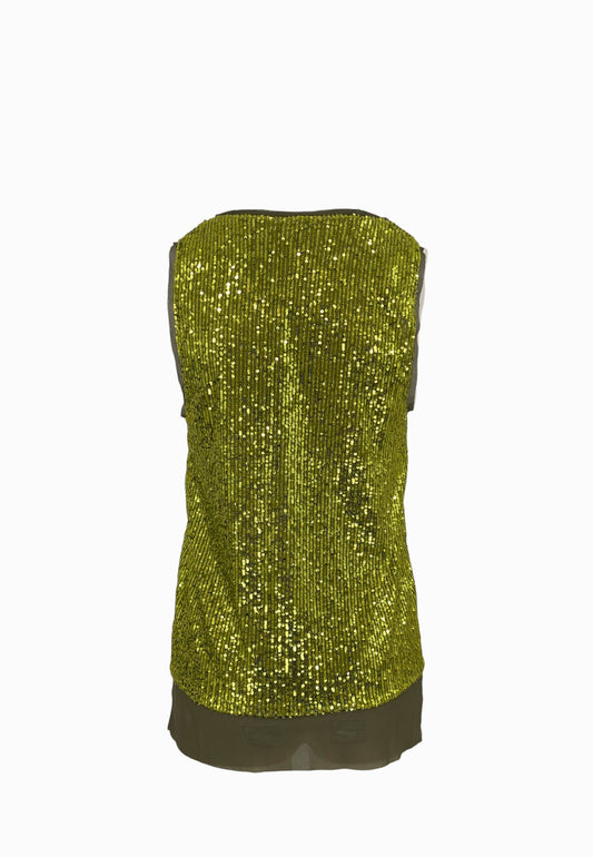 PINKO BOLLICINE CANOTTA FULL PAILLETTES GREEN