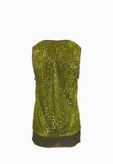 PINKO BOLLICINE CANOTTA FULL PAILLETTES GREEN