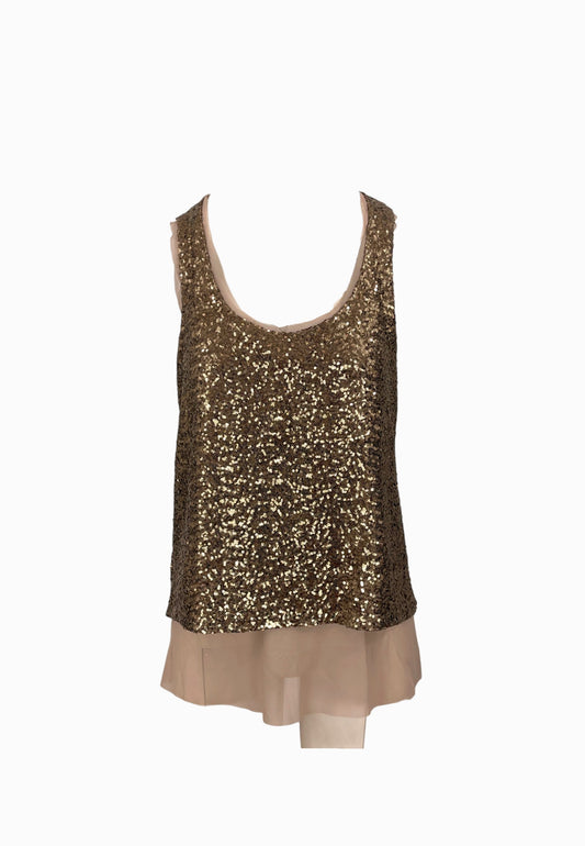 PINKO BOLLICINE CANOTTA FULL PAILLETTES GOLD