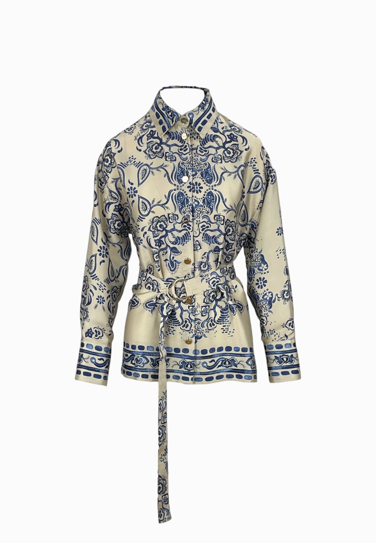 LIU-JO CAMICIA STAMPA BEIGE-BLU