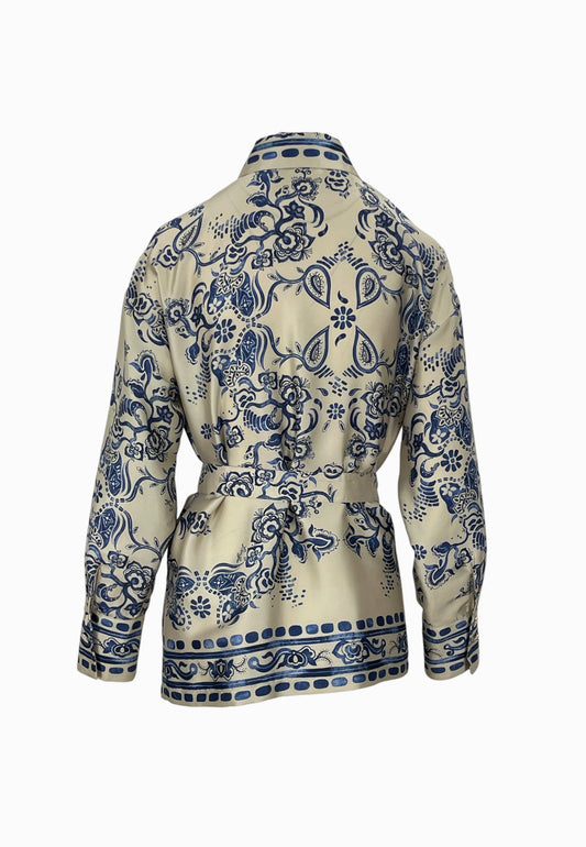 LIU-JO CAMICIA STAMPA BEIGE-BLU