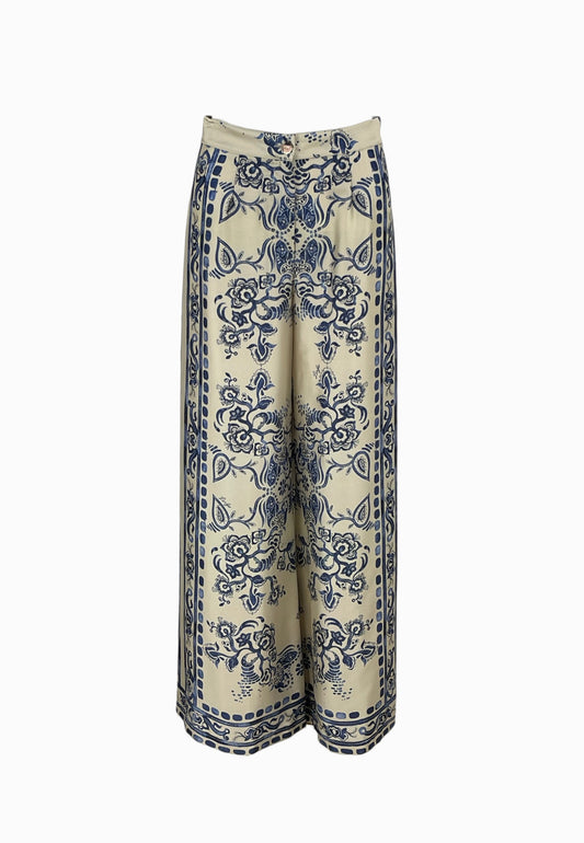 LIU-JO PANTALONE STAMPA BEIGE-BLU