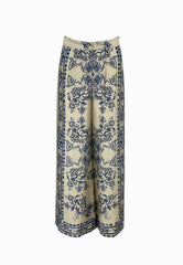 LIU-JO PANTALONE STAMPA BEIGE-BLU