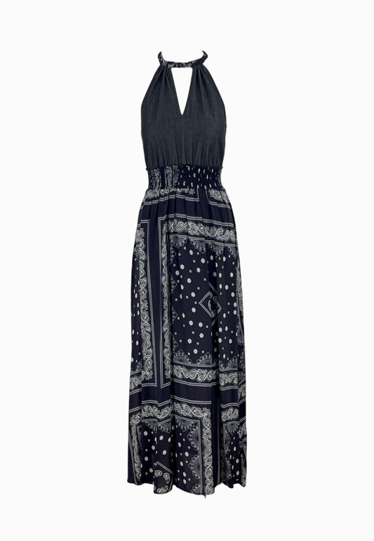 LIU-JO ABITO LUNGO DENIM NERO