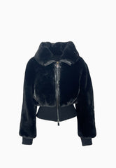 PINKO BAGELS BOMBER ASPEN VISONE NERO