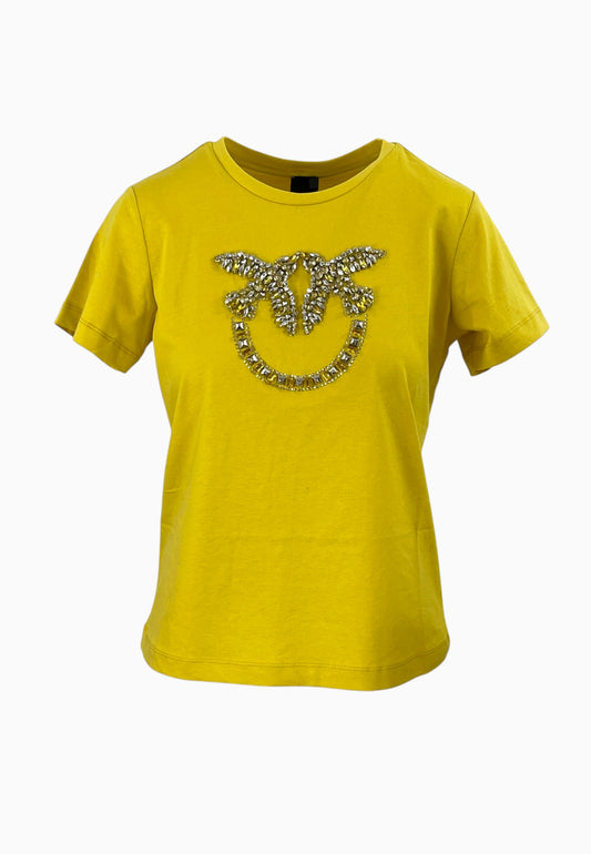 PINKO QUENTIN T-SHIRT RICAMO YELLOW