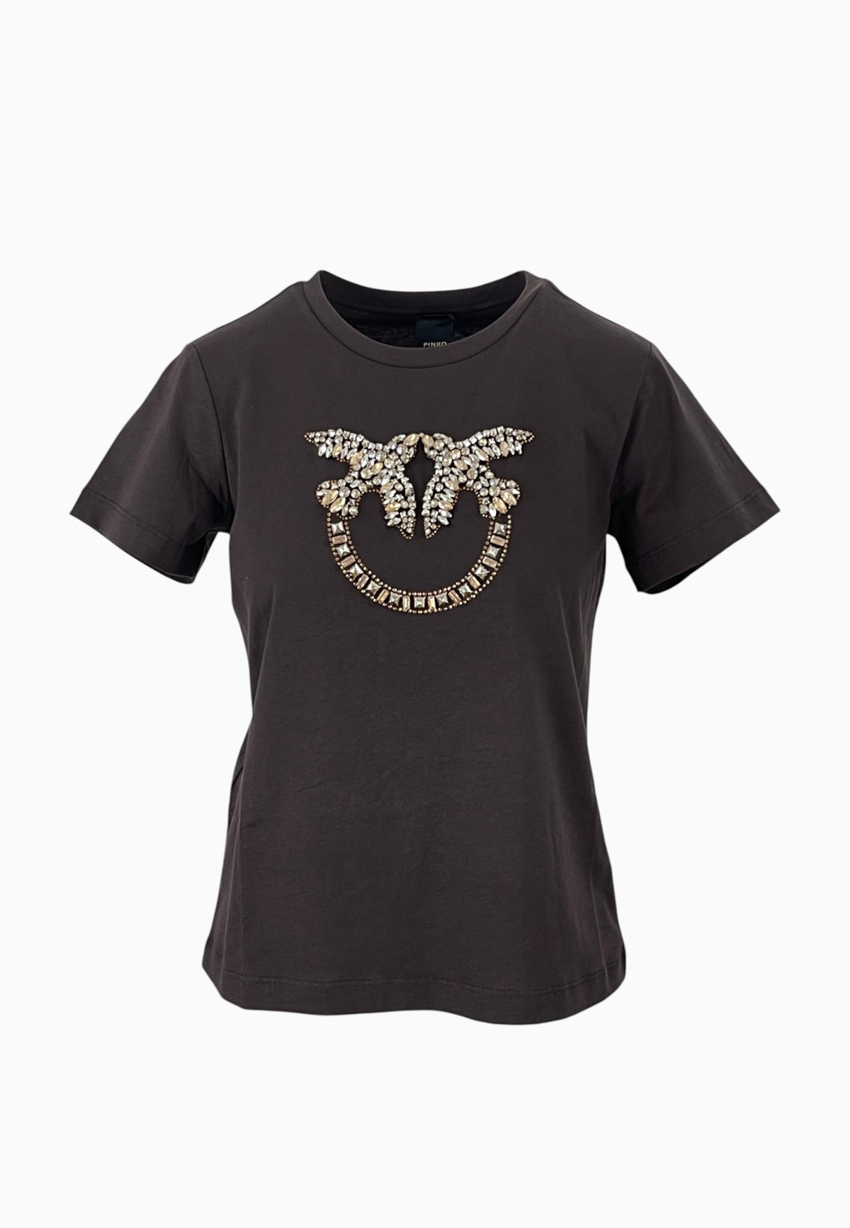 PINKO QUENTIN T-SHIRT LOGO BROWN