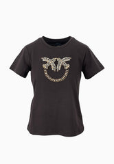 PINKO QUENTIN T-SHIRT LOGO BROWN