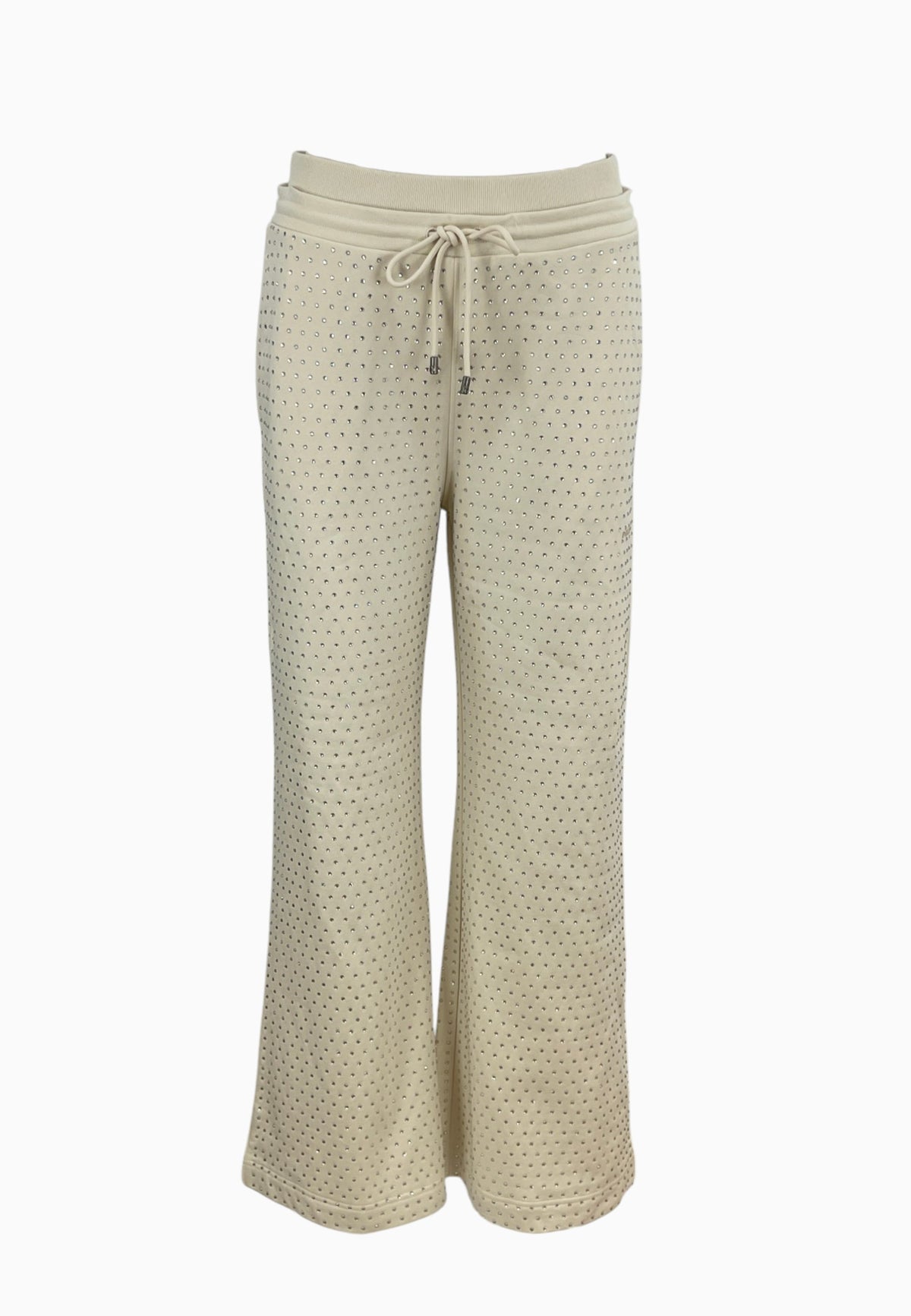 PINKO PASSEGGIATINA PANTALONE FELPA STRASS BEIGE