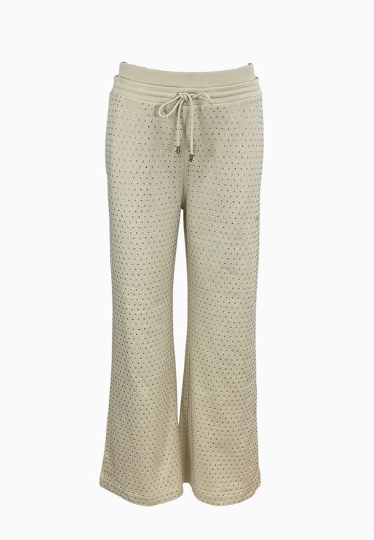 PINKO PASSEGGIATINA PANTALONE FELPA STRASS BEIGE