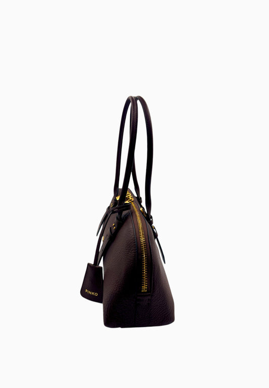 PINKO BOWLING HORIZONTAL BIG BORSA CASTANO