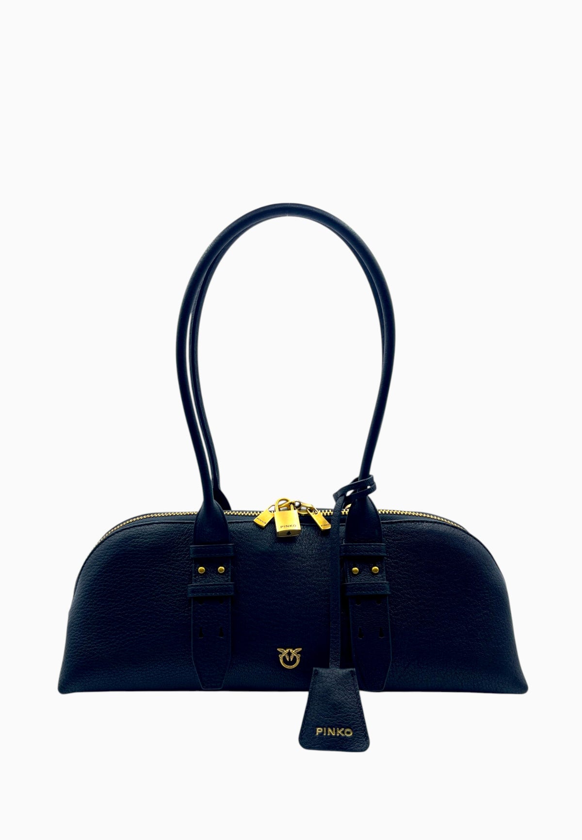 PINKO BOWLING HORIZONTAL BIG BORSA NERO ORO