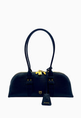 PINKO BOWLING HORIZONTAL BIG BORSA NERO ORO