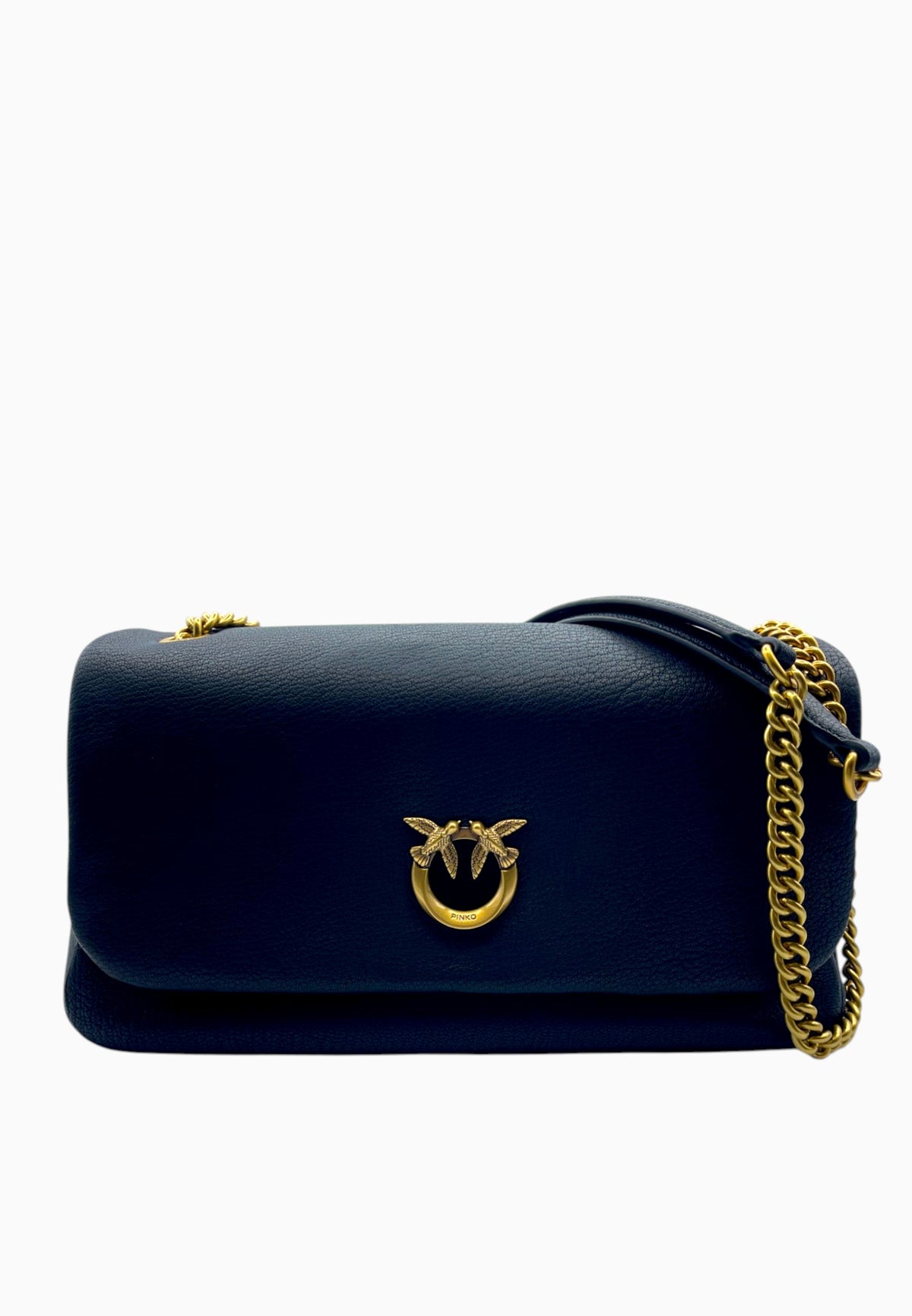 PINKO CLICK SOFT HORIZONTAL BORSA NERO ORO