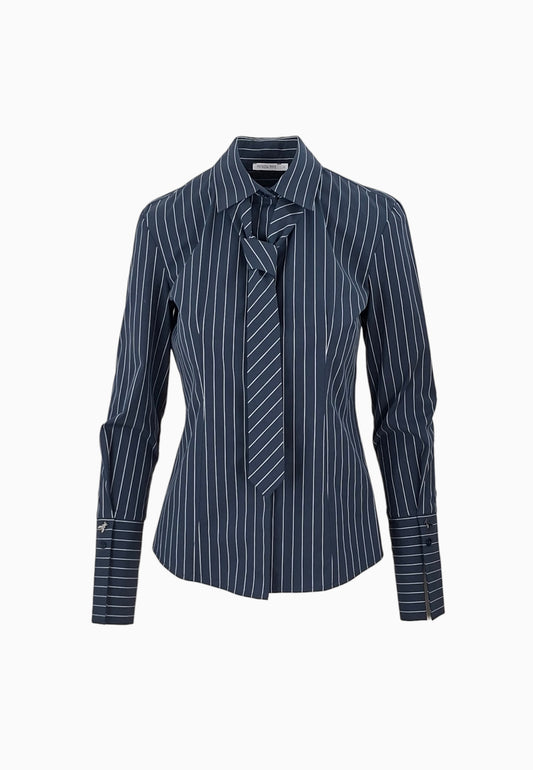 PATRIZIA PEPE CAMICIA A RIGHE BLU