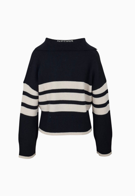 PATRIZIA PEPE MAGLIA NERO BIANCO