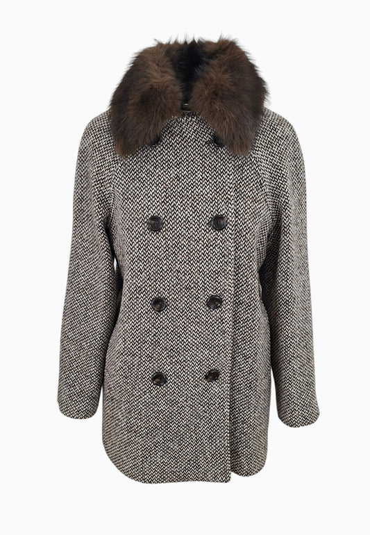 LIU-JO CAPPOTTO COLLO PELO BROWN