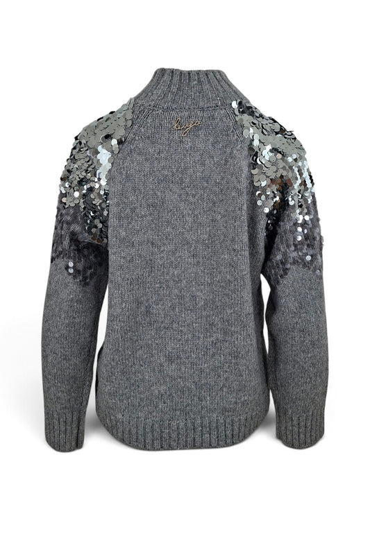 LIU-JO MAGLIA FULL PAILLETTES GRIGIO